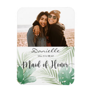 Will You Be My Maid of Honour Tropical Green Magne Magnet