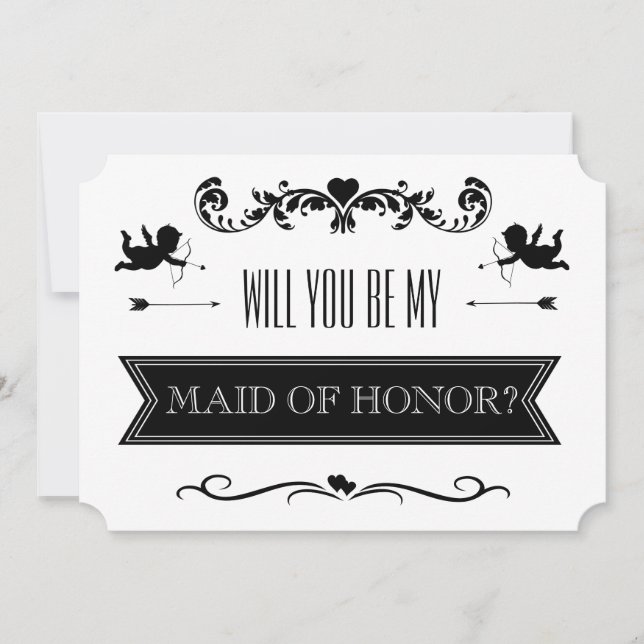 Will You Be My Maid Of Honour? Typography Wedding Invitation (Front)