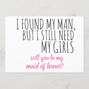 will you be my maid of honour? wedding proposal invitation