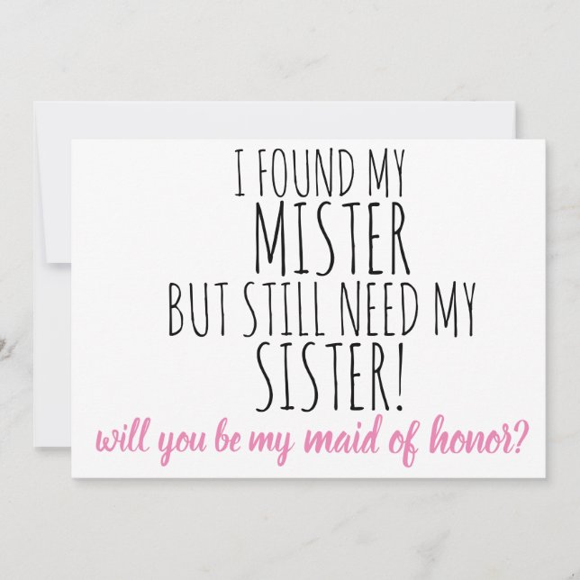 will you be my maid of honour? wedding proposal invitation (Front)