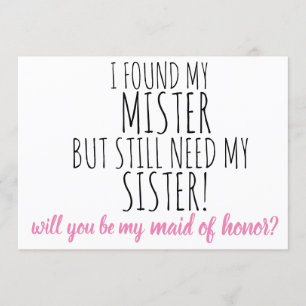will you be my maid of honour? wedding proposal invitation