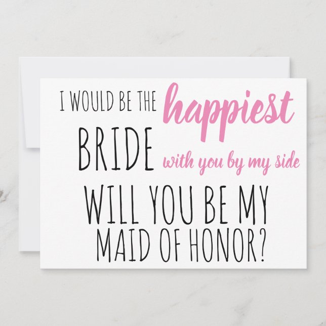 will you be my maid of honour? wedding proposal invitation (Front)