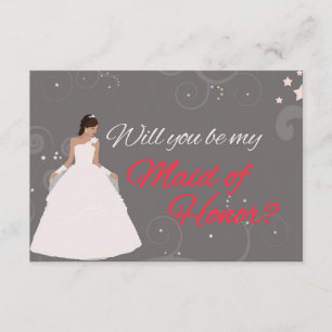 Will you be my maid of honour white fancy dress invitation