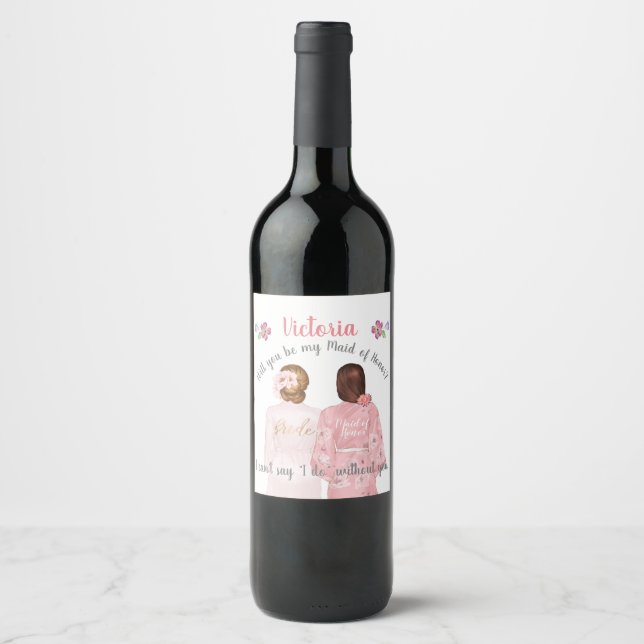 Will you be my maid of honour Wine label blonde (Front)