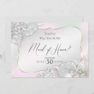 Will You Be My Maid of Honour Wispy Pink Shimmer Invitation