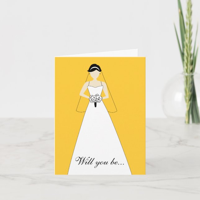 Will You Be My Maid of Honour? Yellow Invitation (Front)
