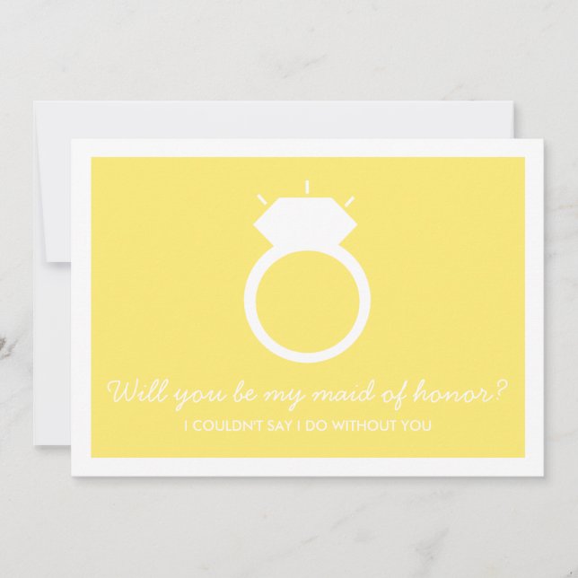 Will You Be My Maid Of Honour? Yellow Ring Card (Front)