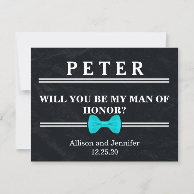 Will you be my Man of Honour? Personalised Invitation (Front)