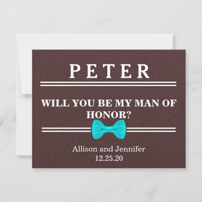 Will you be my Man of Honour? Personalised Invitation (Front)