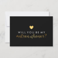 WIll You Be My Matron - Gold Heart Script Fab