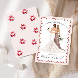 Will You Be My Matron of Honor? Girls in Gowns  Invitation