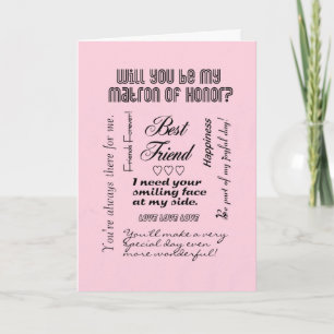 Will You Be My Matron of Honor, Pink, Best Friend? Invitation