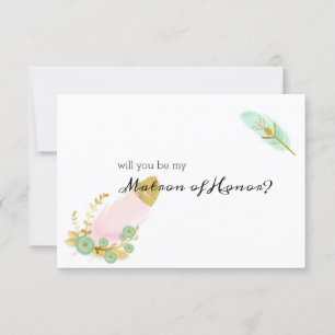 Will You Be My Matron of Honour Boho Pink and Gold