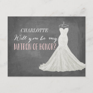 Will You Be My Matron of Honour Bridesmaid Invitation