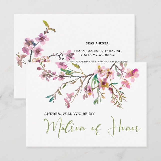 Will You Be My Matron of Honour Cherry Blossom  (Front/Back)