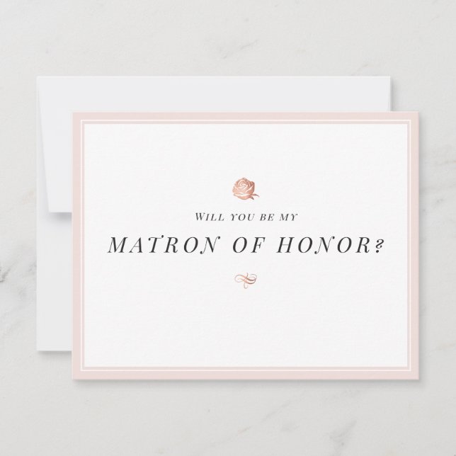 Will you be my matron of honour floral minimalist invitation (Front)