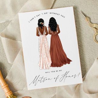 Will You Be My Matron of Honour? Girls in Gowns Invitation