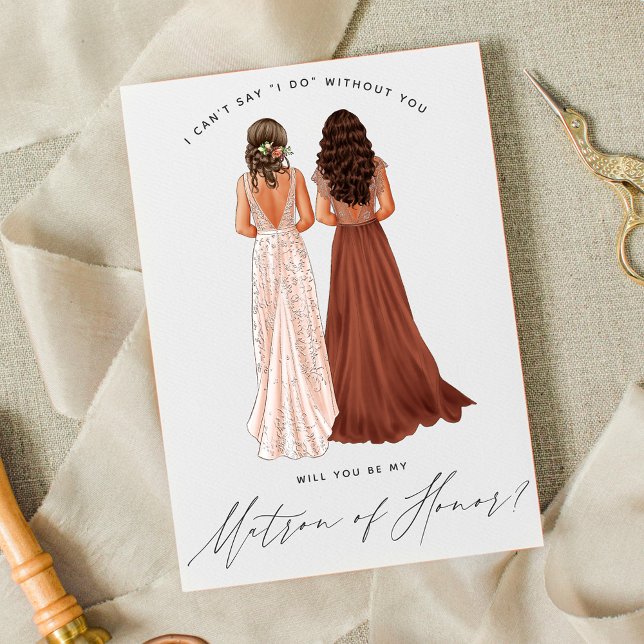 Will You Be My Matron of Honour? Girls in Gowns Invitation (Creator Uploaded)