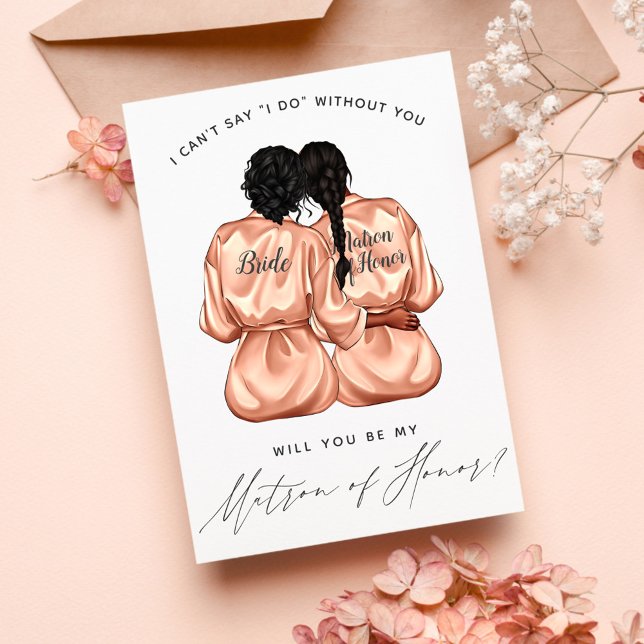 Will You Be My Matron of Honour? Girls In Silk Invitation (Creator Uploaded)