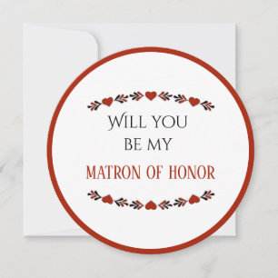 Will You Be My Matron of Honour Invitation