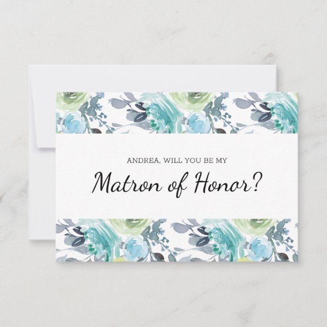 Will You Be My Matron of Honour Light Blue Yellow (Front)