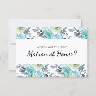 Will You Be My Matron of Honour Light Blue Yellow