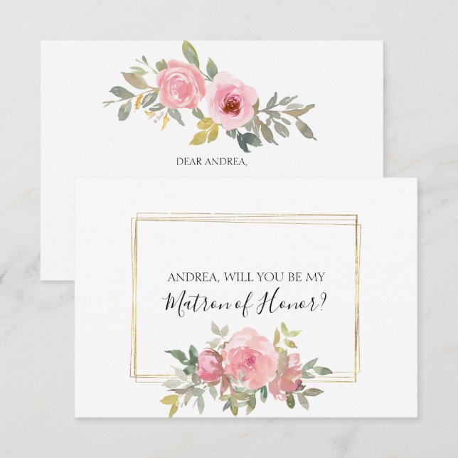 Will You Be My Matron of Honour Lush Blush Pink (Front/Back)