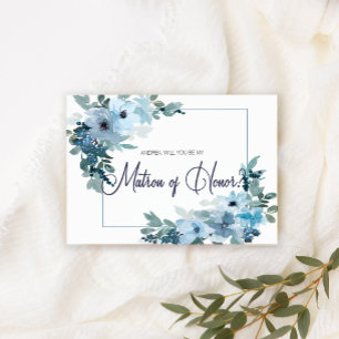 Will You Be My Matron of Honour Modern Blue Roses