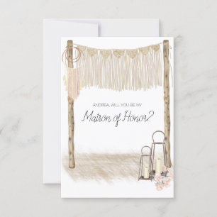 Will You Be My Matron of Honour Modern Boho Pink