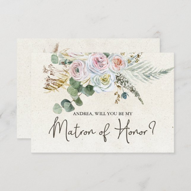 Will You Be My Matron of Honour Pastel Boho Neutra (Front/Back)