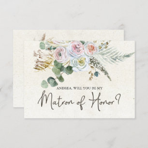 Will You Be My Matron of Honour Pastel Boho Neutra