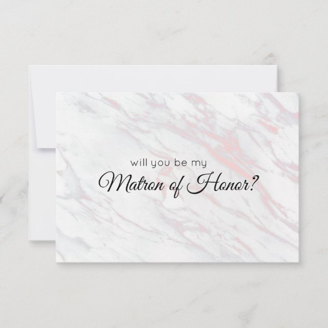 Will You Be My Matron of Honour Pink and Grey Marb (Front)