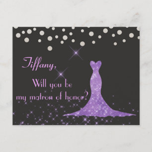 Will you be my matron of honour purple gown invitation
