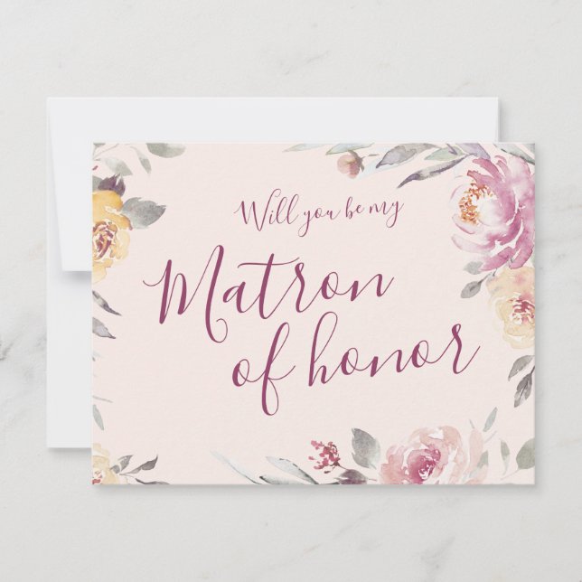 Will you be my matron of honour Romantic garden Invitation (Front)