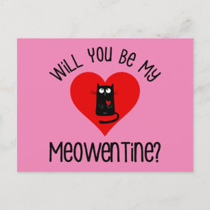 Will You Be My Meowentine? Valentine's Day Postcard