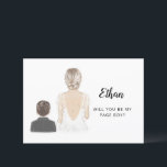 Will You Be My Page Boy Proposal Flat Card<br><div class="desc">Simple and classic "Will you be my page boy?" card featuring a bride & boy. Customise the name and role to your preference. Message on the back of the card can also be customised.</div>