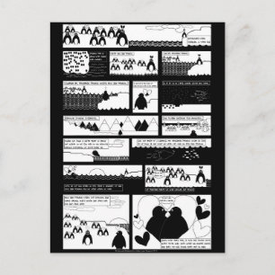 Will You Be My Penguin? Black BG Postcard