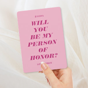 Will You Be My Person of Honour? Modern Pink Invitation