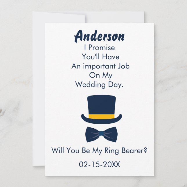 Will You Be My Ring Bearer classic Style Invitation (Front)