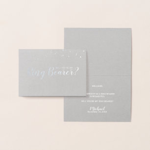 Will You Be My Ring Bearer? Confetti Silver Foil Card