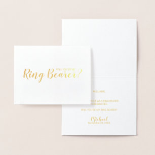 Will You Be My Ring Bearer? Modern Script Gold Foil Card