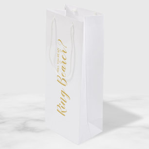 Will You Be My Ring Bearer? Modern Script Gold Wine Gift Bag