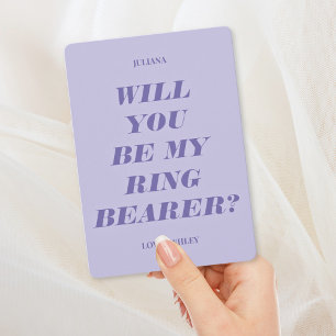 Will You Be My Ring Bearer? Modern Text Lavender Invitation