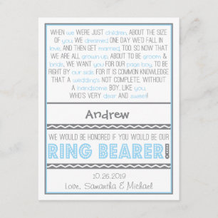 Will you be my Ringbearer Baby Blue / Grey Card