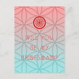 will you be my sacred bridesmaid invitation postcard