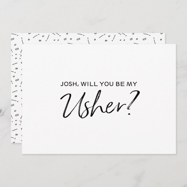 "Will you be my usher" | Chic Hand lettered Invitation (Front/Back)