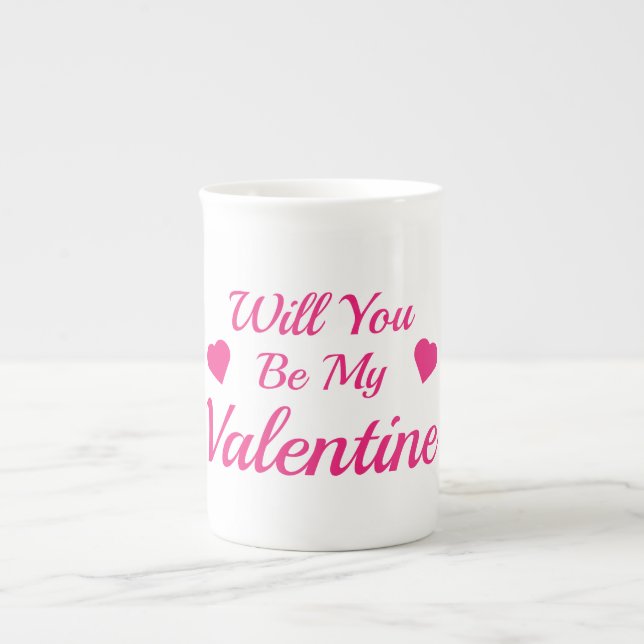 Will You Be My Valentine Bone China Mug (Front)