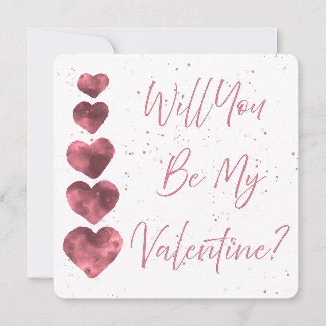 Will You Be My Valentine? Customisable Flat Card (Front)