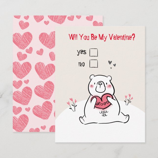 Will You Be My Valentine cute Card (Front/Back)