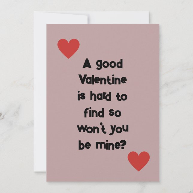 Will You Be My Valentine Flat Card (Back)